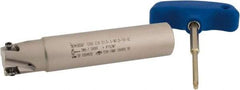 Iscar - 1" Cut Diam, 0.394" Max Depth of Cut, 1" Shank Diam, 5" OAL, Indexable Square Shoulder End Mill - T290 LN.T 1004 Inserts, Weldon Shank, 90° Lead Angle, Through Coolant, Series SumoMill - Eagle Tool & Supply