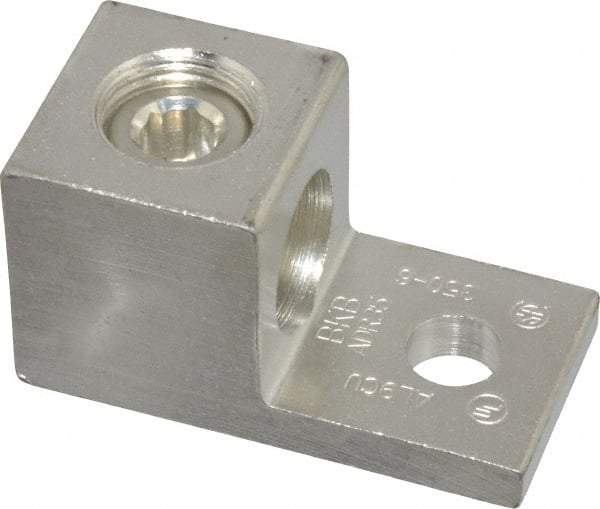 Thomas & Betts - 6 AWG Noninsulated Compression Connection Square Ring Terminal - 3/8" Stud, 2-1/4" OAL x 1-1/8" Wide, Tin Plated Aluminum Contact - Eagle Tool & Supply