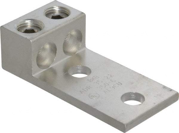 Thomas & Betts - 6 AWG Noninsulated Compression Connection Rectangle Ring Terminal - 1/2" Stud, 4-1/4" OAL x 2-19/64" Wide, Tin Plated Aluminum Contact - Eagle Tool & Supply