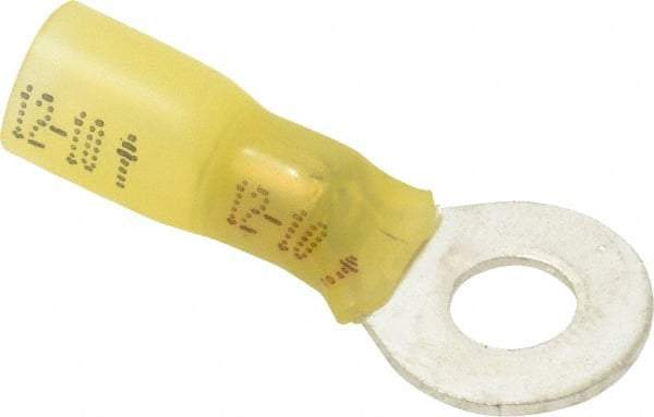 3M - 12-10 AWG Partially Insulated Crimp Connection Circular Ring Terminal - 1/4" Stud, 1.2" OAL x 0.59" Wide, Copper Contact - Eagle Tool & Supply
