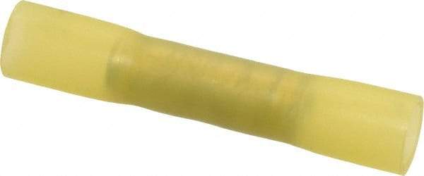 3M - 12 to 10 AWG Compatible, Heat Shrink & Nylon Fully Insulated, Crimp-On Butt Splice Terminal - 2 Wire Entries, 1-1/2" OAL, Yellow - Eagle Tool & Supply