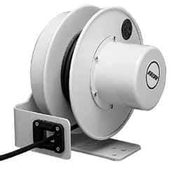 Conductix - 10 AWG, 50' Cable Length, Cord & Cable Reel with Bare End - 3 Outlets, NEMA 5-20R, 25 Amps, SEOW-A Cable, Yellow Reel, Spring Driven Reel - Eagle Tool & Supply