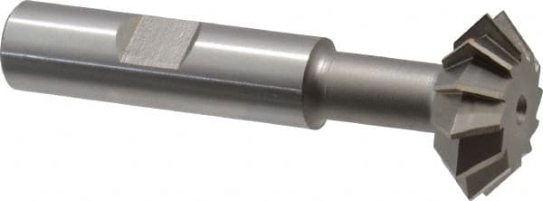 Made in USA - 1° 1" Cut Diam, 3/8" Cut Width, 1/2" Shank, High Speed Steel Double-Angle Cutter - Eagle Tool & Supply