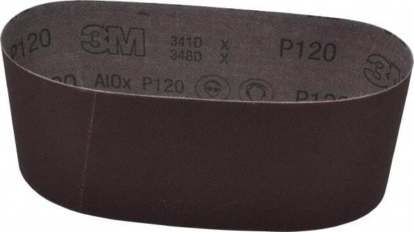 3M - 4" Wide x 24" OAL, 120 Grit, Aluminum Oxide Abrasive Belt - Aluminum Oxide, Fine, Coated, X Weighted Cloth Backing, Series 341D - Eagle Tool & Supply