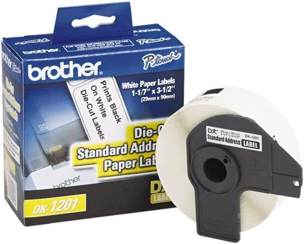 Brother - 1.1" Wide x 3-1/2" Long, White Paper Shipping Label - For PC Label Printers - Eagle Tool & Supply