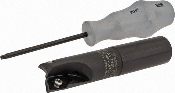 Kennametal - 1" Cutting Diam, 0.63" Max Depth, 1" Shank Diam, Cylindrical Shank Indexable Square Shoulder End Mill - ZDET15M5 Insert Style, C5720VZ16CA1.0Z2R2.75 Toolholder Style, Through Coolant - Eagle Tool & Supply