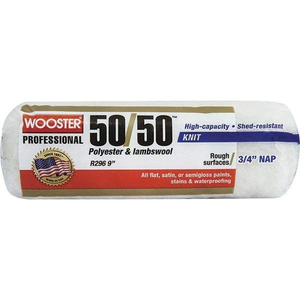 Wooster Brush - 3/4" Nap, 9" Wide Paint Roller - Semi-Rough to Rough Texture, Wool/Poly Blend - Eagle Tool & Supply