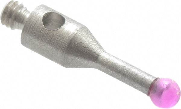 SPI - 2 mm Ball Diameter, M2 Thread, Ruby Point Ball Tip CMM Stylus - 10 mm Overall Length - Eagle Tool & Supply