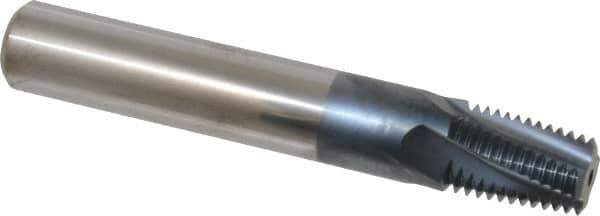 Carmex - 1/2-14 to 3/4-14 NPT, 0.61" Cutting Diam, 4 Flute, Solid Carbide Helical Flute Thread Mill - Internal/External Thread, 0.89" LOC, 4" OAL, 5/8" Shank Diam - Eagle Tool & Supply