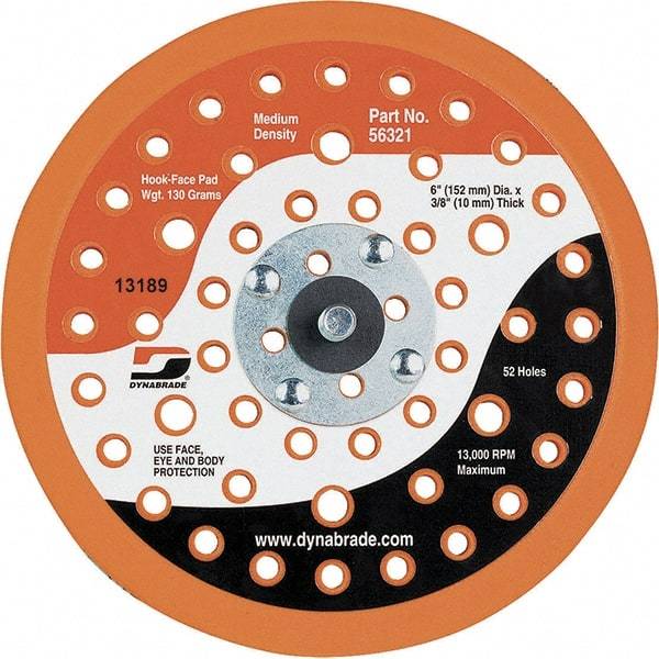 Dynabrade - 6" Diam Disc Backing Vacuum Replacement Pad - Medium Density, 13,000 RPM - Eagle Tool & Supply