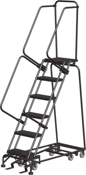 Ballymore - 93" 6 Step Ladder - Rolling Safety Ladder, 450 Lb Capacity, 60" Platform Height, 24" Base Width x 49" Depth, Abrasive Mat Tread - Eagle Tool & Supply