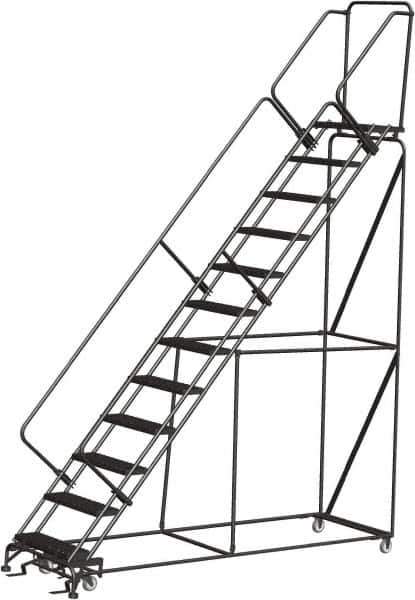 Ballymore - 153" 12 Step Ladder - 350 Lb Capacity, 120" Platform Height, 32" Base Width x 116" Depth, Expanded Metal Tread - Eagle Tool & Supply