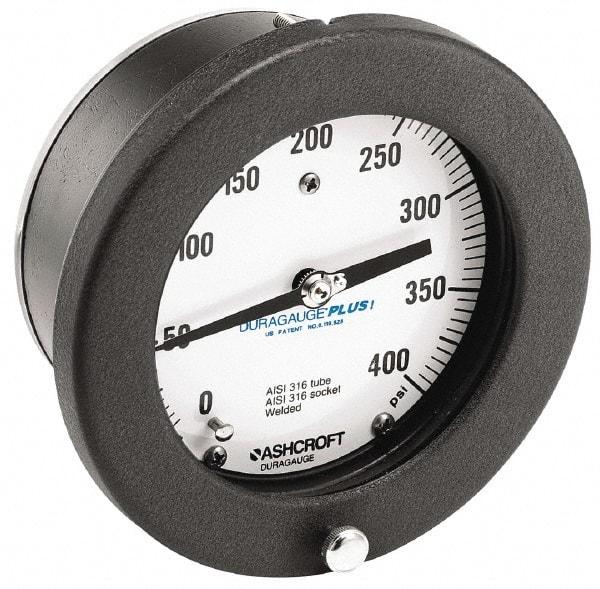 Ashcroft - 4-1/2" Dial, 1/4 Thread, 0-160 Scale Range, Pressure Gauge - Center Back Connection Mount, Accurate to 0.5% of Scale - Eagle Tool & Supply