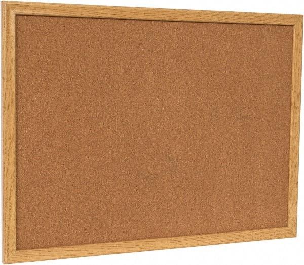 UNIVERSAL - 24" Wide x 18" High Open Cork Bulletin Board - Wood Frame, Natural Tan - Eagle Tool & Supply