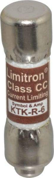 Cooper Bussmann - 600 VAC, 6 Amp, Fast-Acting General Purpose Fuse - Fuse Holder Mount, 1-1/2" OAL, 200 at AC (RMS) kA Rating, 13/32" Diam - Eagle Tool & Supply