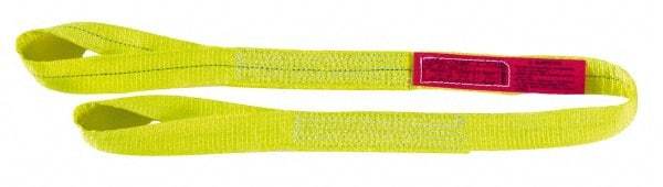 Lift-All - 3' Long x 4" Wide, 11,500 Lb Vertical Capacity, 2 Ply, Polyester Web Sling - 9,200 Lb Choker Capacity, Yellow - Eagle Tool & Supply