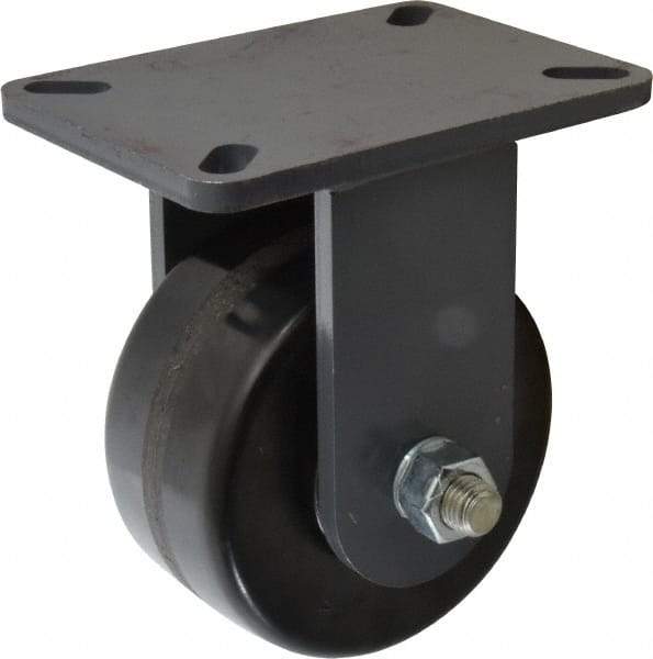 Hamilton - 6" Diam x 3" Wide x 8" OAH Top Plate Mount Rigid Caster - Phenolic, 2,000 Lb Capacity, Roller Bearing, 5-1/4 x 7-1/4" Plate - Eagle Tool & Supply