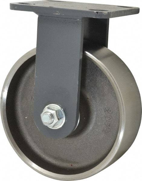 Hamilton - 6" Diam x 2" Wide x 7-1/2" OAH Top Plate Mount Rigid Caster - Forged Steel, 2,000 Lb Capacity, Roller Bearing, 4 x 4-1/2" Plate - Eagle Tool & Supply