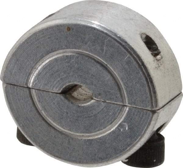 Climax Metal Products - 1/8" Bore, Aluminum, Two Piece Two Piece Split Shaft Collar - 11/16" Outside Diam, 5/16" Wide - Eagle Tool & Supply