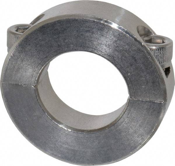 Climax Metal Products - 15/16" Bore, Stainless Steel, Two Piece Two Piece Split Shaft Collar - 1-3/4" Outside Diam, 1/2" Wide - Eagle Tool & Supply