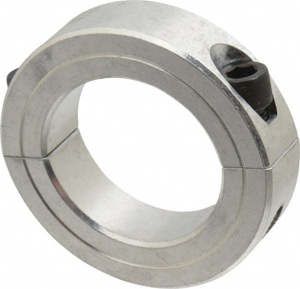 Climax Metal Products - 1-3/4" Bore, Aluminum, Two Piece Two Piece Split Shaft Collar - 2-3/4" Outside Diam, 11/16" Wide - Eagle Tool & Supply