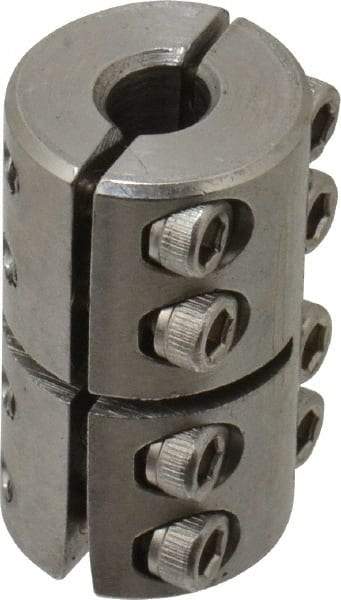 Climax Metal Products - 1/4" Inside x 5/8" Outside Diam, Two Piece Rigid Coupling without Keyway - 1" Long - Eagle Tool & Supply