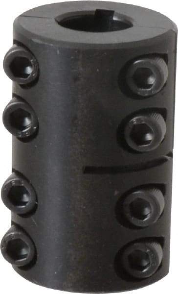 Climax Metal Products - 1/2" Inside x 1-1/8" Outside Diam, Two Piece Rigid Coupling with Keyway - 1-3/4" Long x 1/8" Keyway Width x 1/16" Keyway Depth - Eagle Tool & Supply
