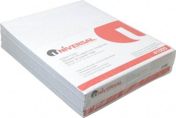 UNIVERSAL - 50 Sheet, 8-1/2 x 11", Glue Top Ruled Writing Pad - White - Eagle Tool & Supply