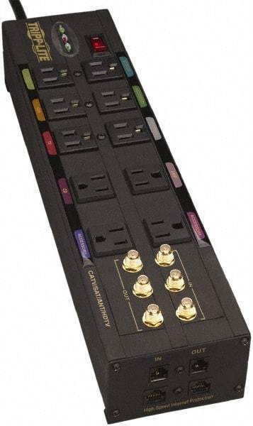 Tripp-Lite - 10 Outlets, 120 VAC15 Amps, 10' Cord, Power Outlet Strip - Floor, Keyhole Mount, 5-15 NEMA Configuration, 3-1/2" Strip - Eagle Tool & Supply