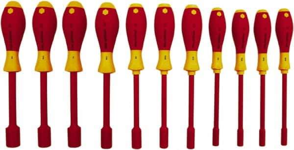 Wiha - 11 Piece 5/32 to 5/8" Insulated Nutdriver Set - Cushion Grip Handle - Eagle Tool & Supply