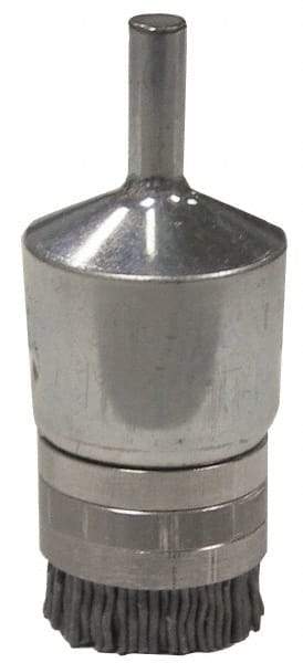 Weiler - 180 Grit, 3/4" Brush Diam, Crimped, End Brush - Very Fine Grade, 1/4" Diam Shank, 10,000 Max RPM - Eagle Tool & Supply
