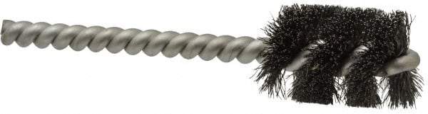 Weiler - 3/4" Diam Helical Steel Tube Brush - 0.006" Filament Diam, 1" Brush Length, 3-1/2" OAL, 7/32" Diam Stainless Steel Shank - Eagle Tool & Supply