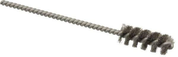 Weiler - 3/8" Diam Helical Stainless Steel Tube Brush - 0.004" Filament Diam, 1" Brush Length, 3-1/2" OAL, 1/8" Diam Stainless Steel Shank - Eagle Tool & Supply