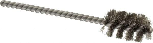 Weiler - 5/8" Diam Helical Stainless Steel Tube Brush - 0.005" Filament Diam, 1" Brush Length, 3-1/2" OAL, 3/16" Diam Stainless Steel Shank - Eagle Tool & Supply