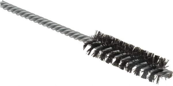 Weiler - 5/8" Diam Helical Steel Tube Brush - Double Spiral, 0.008" Filament Diam, 2" Brush Length, 5" OAL, 7/32" Diam Shank - Eagle Tool & Supply