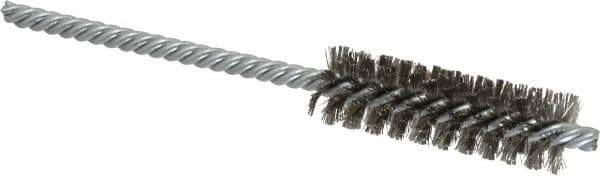 Weiler - 5/8" Diam Helical Stainless Steel Tube Brush - Double Spiral, 0.005" Filament Diam, 2" Brush Length, 5" OAL, 7/32" Diam Shank - Eagle Tool & Supply