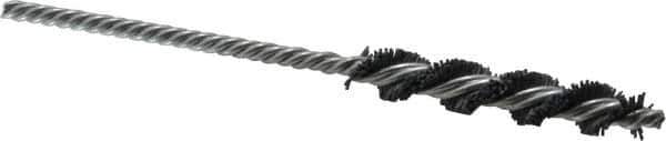 Weiler - 3/8" Diam Helical Nylon Tube Brush - Single Spiral, 0.022" Filament Diam, 2" Brush Length, 5" OAL, 5/32" Diam Shank - Eagle Tool & Supply