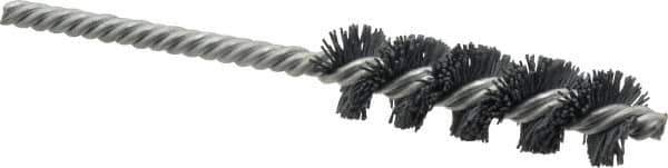 Weiler - 3/4" Diam Helical Nylon Tube Brush - Single Spiral, 0.022" Filament Diam, 2-1/2" Brush Length, 5-1/2" OAL, 1/4" Diam Shank - Eagle Tool & Supply