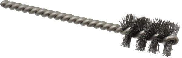 Weiler - 5/8" Diam Helical Steel Tube Brush - 0.008" Filament Diam, 1" Brush Length, 3-1/2" OAL, 3/16" Diam Stainless Steel Shank - Eagle Tool & Supply