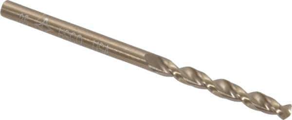 Cleveland - #35 135° Parabolic Flute Cobalt Screw Machine Drill Bit - Oxide/Gold Finish, Right Hand Cut, 7/8" Flute Length, 1-7/8" OAL, Split Point, Straight Shank - Eagle Tool & Supply