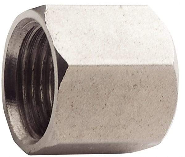 Made in USA - 3/4" Tube OD, 37° Stainless Steel Flared Tube Nut - 1-1/16-12 UNF, Flare Ends - Eagle Tool & Supply