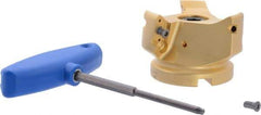 Iscar - 3 Inserts, 3" Cut Diam, 1" Arbor Diam, 0.807" Max Depth of Cut, Indexable Square-Shoulder Face Mill - 0/90° Lead Angle, 2" High, HM90 APCR 2206.. Insert Compatibility, Through Coolant, Series Helialu - Eagle Tool & Supply