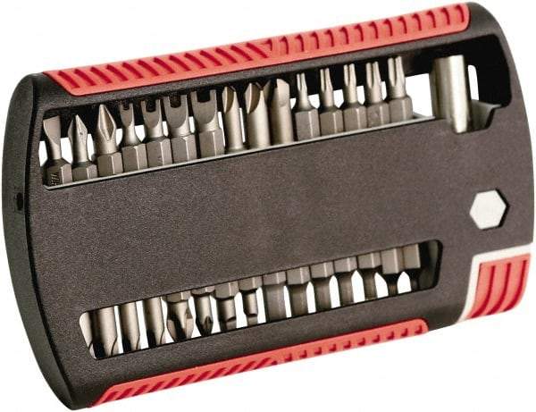 Wiha - 31 Piece, 1/4" Drive Screwdriver Bit Set - #1 to #2 Phillips, 5/64 to 1/4" Hex, T8 to T25 Torx, #1 & #2 Pozidriv - Eagle Tool & Supply