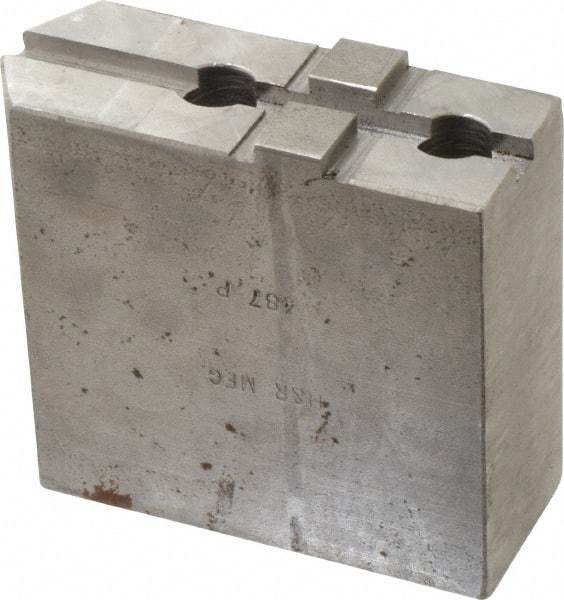 H & R Manufacturing - Tongue & Groove Attachment, Square Soft Lathe Chuck Jaw - Steel, 1-3/4" Btw Mount Hole Ctrs, 3-15/16" Long x 1-1/2" Wide x 3-3/8" High, 5/16" Groove - Eagle Tool & Supply