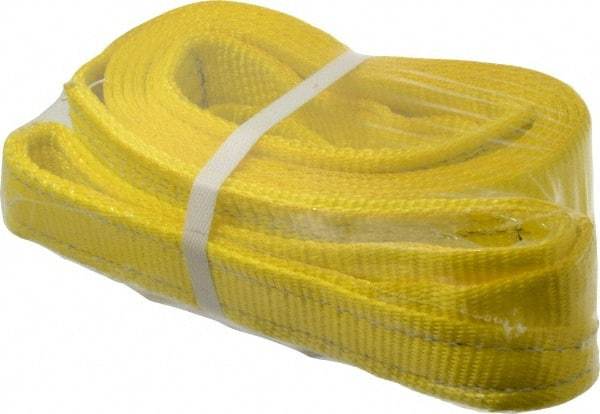 Lift-All - 12' Long x 3" Wide, 4,800 Lb Vertical Capacity, 1 Ply, Polyester Web Sling - 3,800 Lb Choker Capacity, Yellow - Eagle Tool & Supply