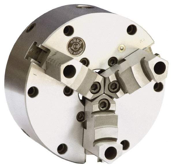 Gibraltar - 3 Jaws, 12" Diam, Self Centering Manual Lathe Chuck - Plain Back Mount Spindle, Adjustable, Reversible, 3.268" Through Hole Diam, Forged Steel - Eagle Tool & Supply