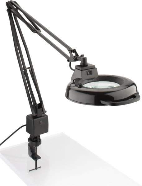 Electrix - 45 Inch, Spring Suspension, Clamp on, Fluorescent, Black, Magnifying Task Light - 22 Watt, 1.75x Magnification, 5 Inch Wide - Eagle Tool & Supply