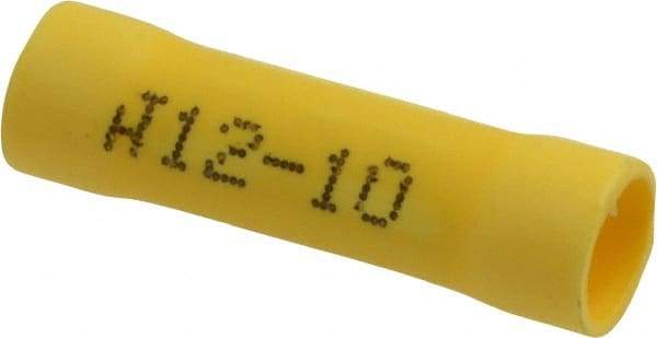 Made in USA - 12 to 10 AWG Compatible, Butt Splice Terminal - Yellow - Eagle Tool & Supply