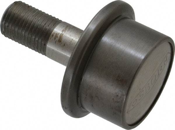 Osborn International - 1-1/4" Roller Diam x 27/32" Width, 1/2" Stud Diam x 1-1/4" Length, Flanged Concentric Stud Load Runner - Steel, 5/8" Thread Length, 1/2-20 Thread, 2-3/32" OAL, 600 Lb Dynamic Cap - Eagle Tool & Supply