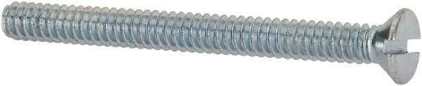 Value Collection - #6-32 UNC, 1-1/2" OAL Slotted Drive Machine Screw - Flat Head, Grade 2 Steel, Zinc-Plated Finish, Without Washer - Eagle Tool & Supply